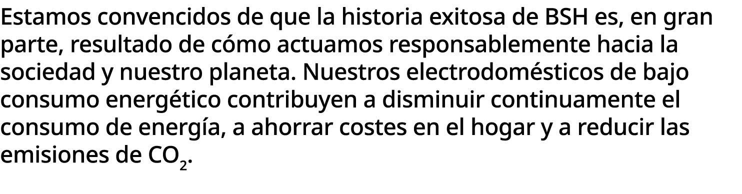 Estamos convencidos de que la historia exitosa de BSH es, en gran parte, resultado de c mo actuamos responsablemente ...