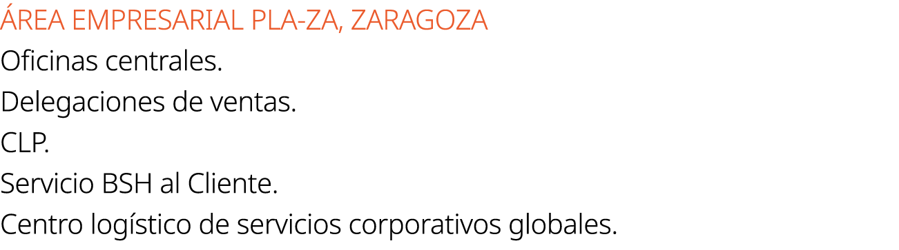  REA EMPRESARIAL PLA ZA, ZARAGOZA Oficinas centrales. Delegaciones de ventas. CLP. Servicio BSH al Cliente. Centro lo...
