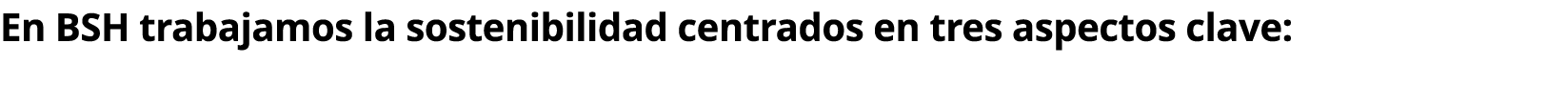 En BSH trabajamos la sostenibilidad centrados en tres aspectos clave: 